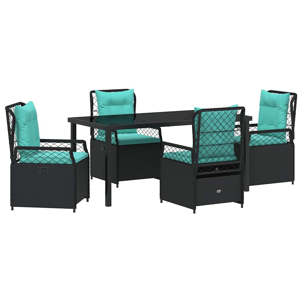 Have Spisebordssæt 5 stk. Sort polyrattan