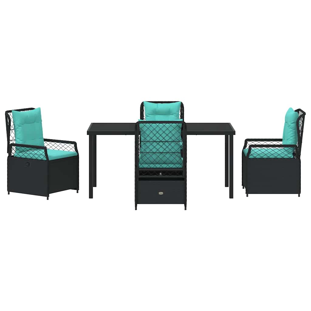 Have Spisebordssæt 5 stk. Sort polyrattan