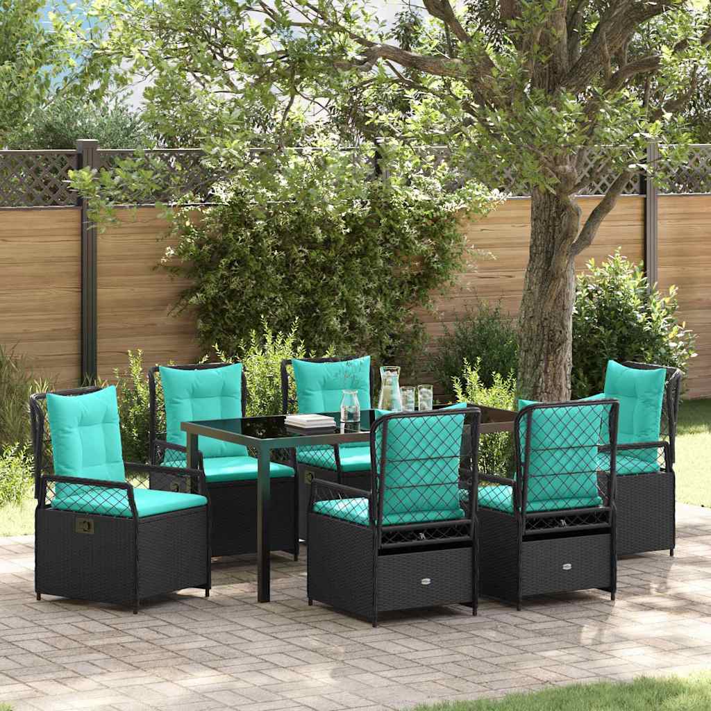 Have Spisebordssæt 7 stk. Sort polyrattan