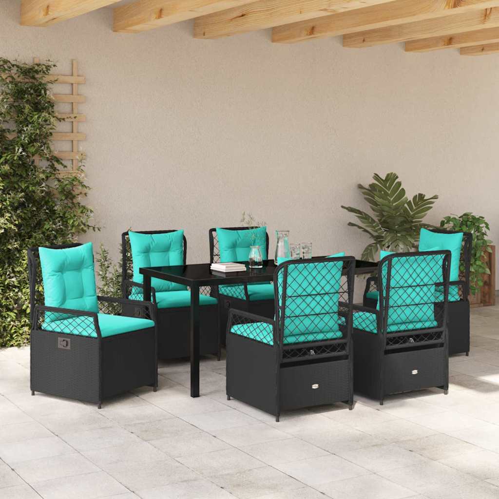 Have Spisebordssæt 7 stk. Sort polyrattan