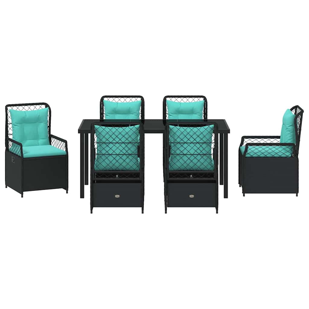 Have Spisebordssæt 7 stk. Sort polyrattan