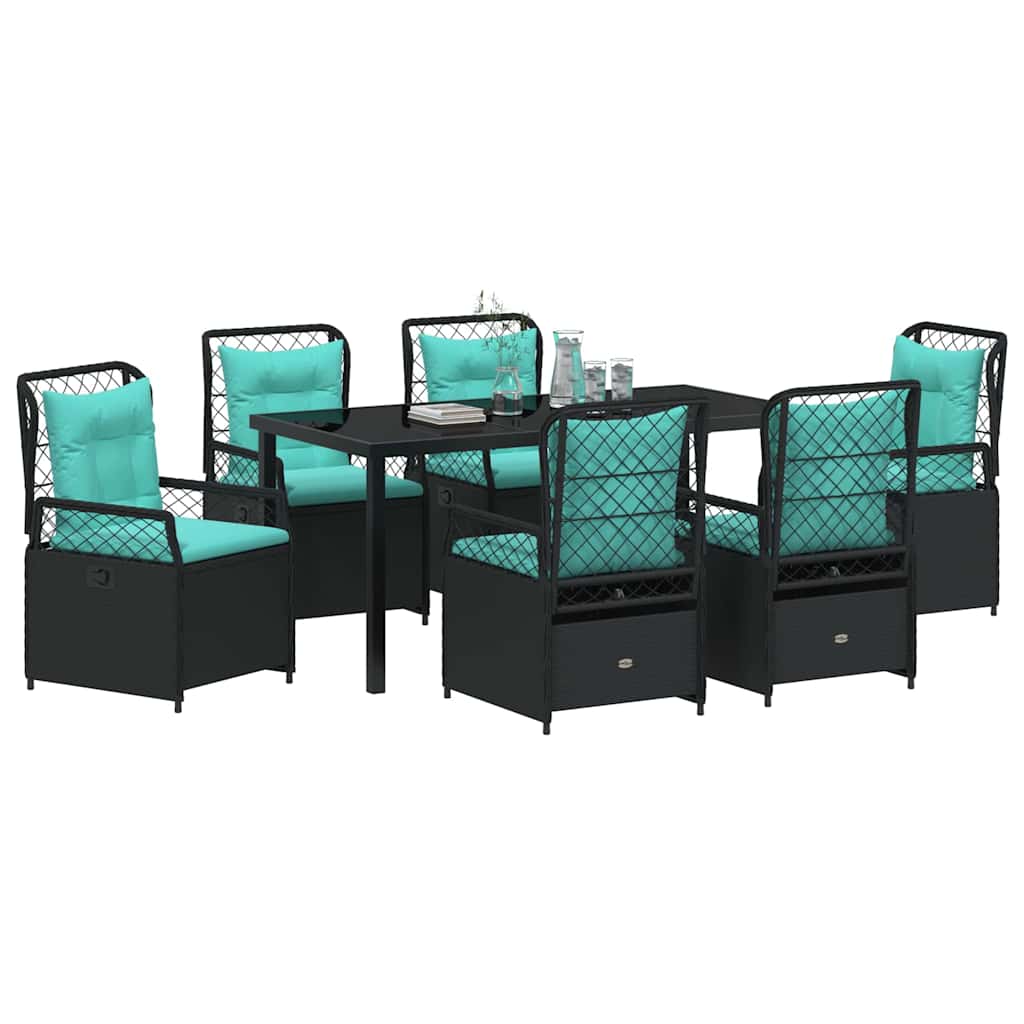 Have Spisebordssæt 7 stk. Sort polyrattan