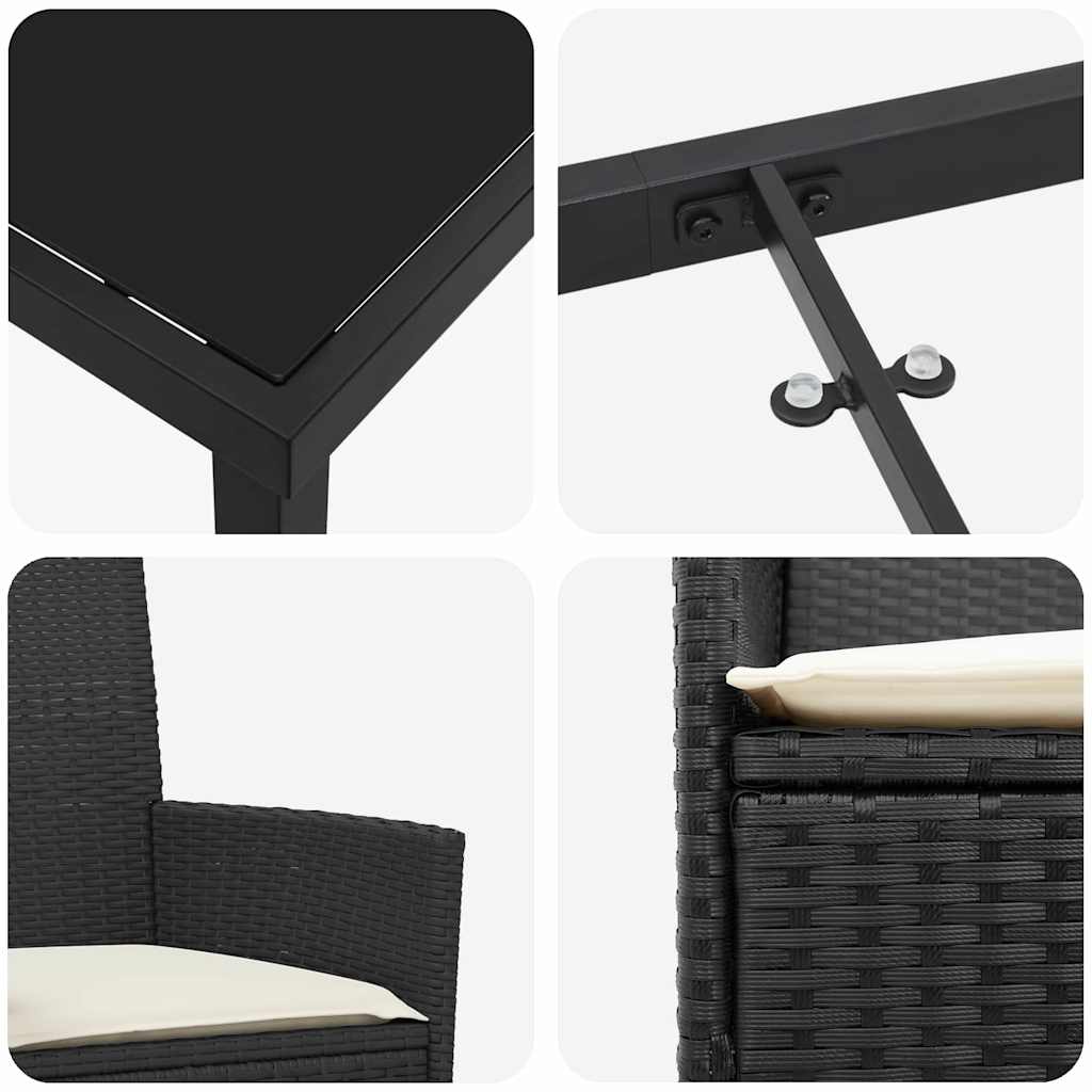 Have Spisebordssæt 5 stk. Sort polyrattan