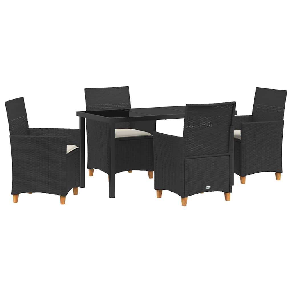 Have Spisebordssæt 5 stk. Sort polyrattan
