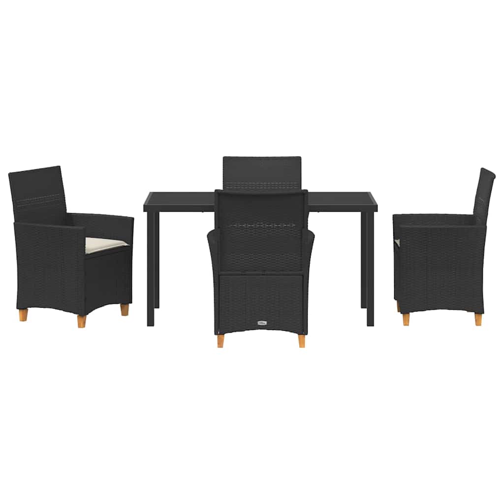 Have Spisebordssæt 5 stk. Sort polyrattan
