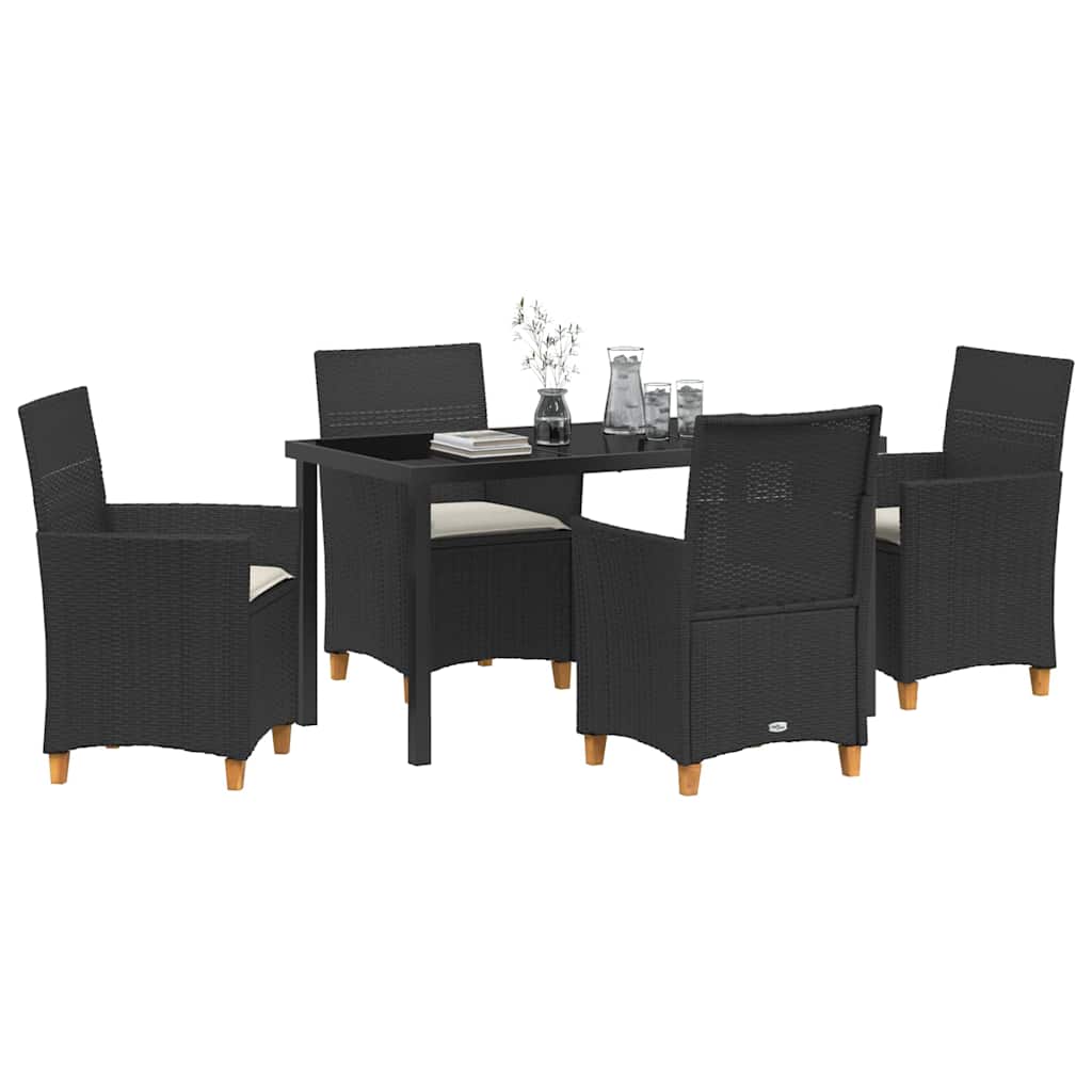 Have Spisebordssæt 5 stk. Sort polyrattan