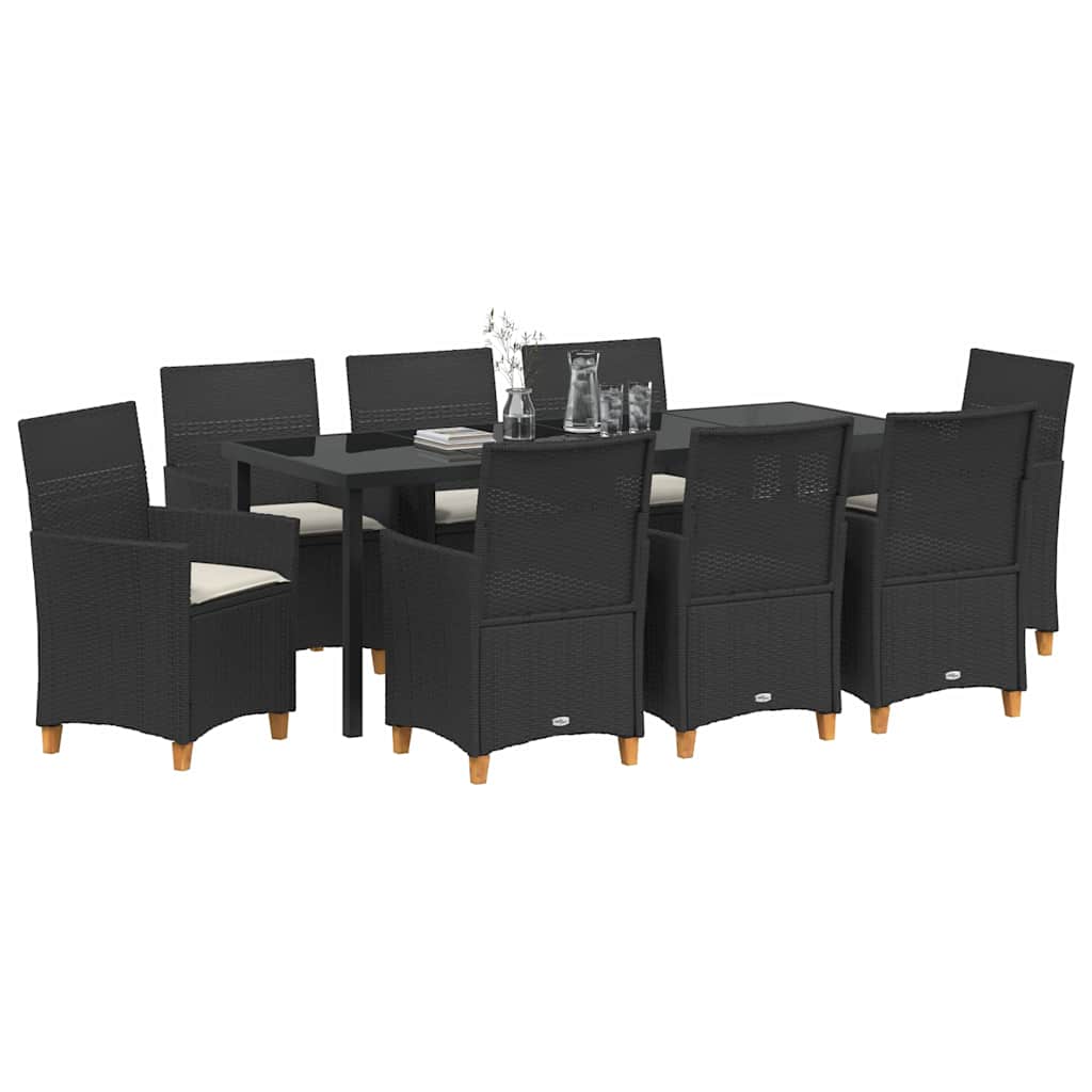 Have Spisebordssæt 9 pcs Sort polyrattan