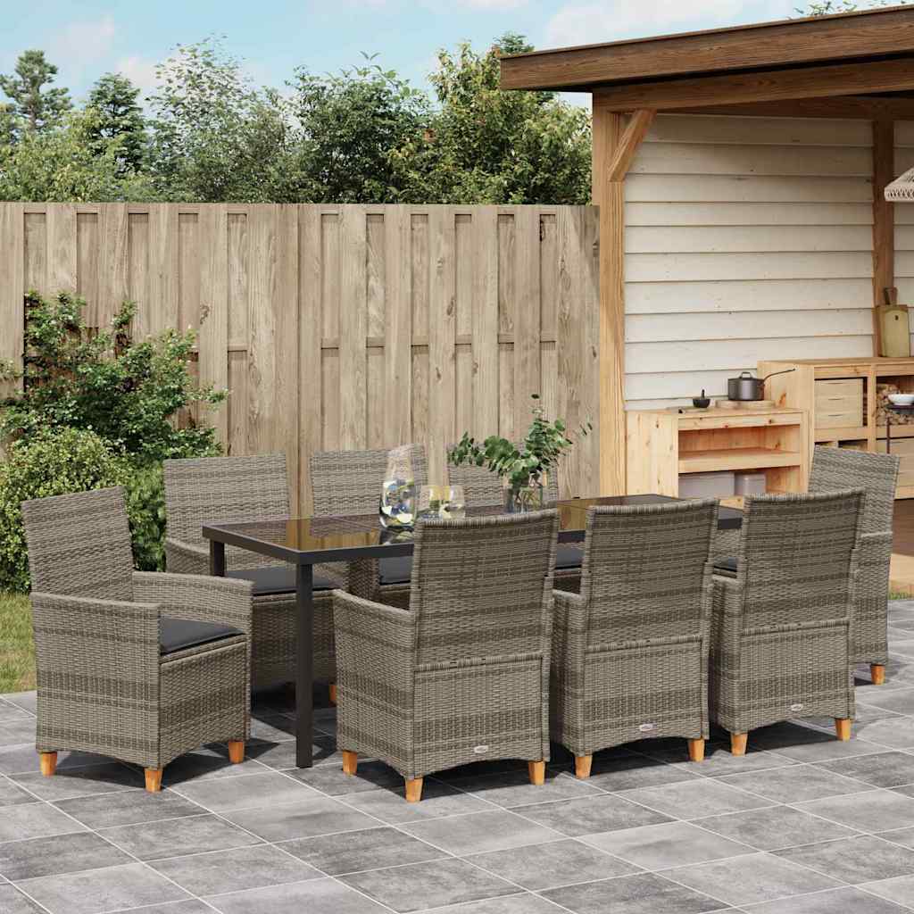 Have Spisebordssæt 9 pcs Grå polyrattan