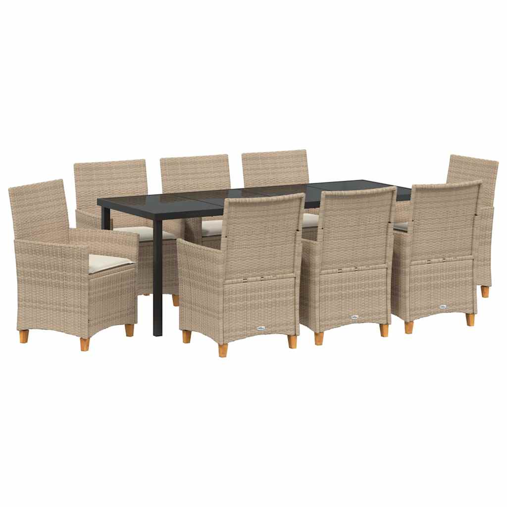 Have Spisebordssæt 9 pcs Beige polyrattan