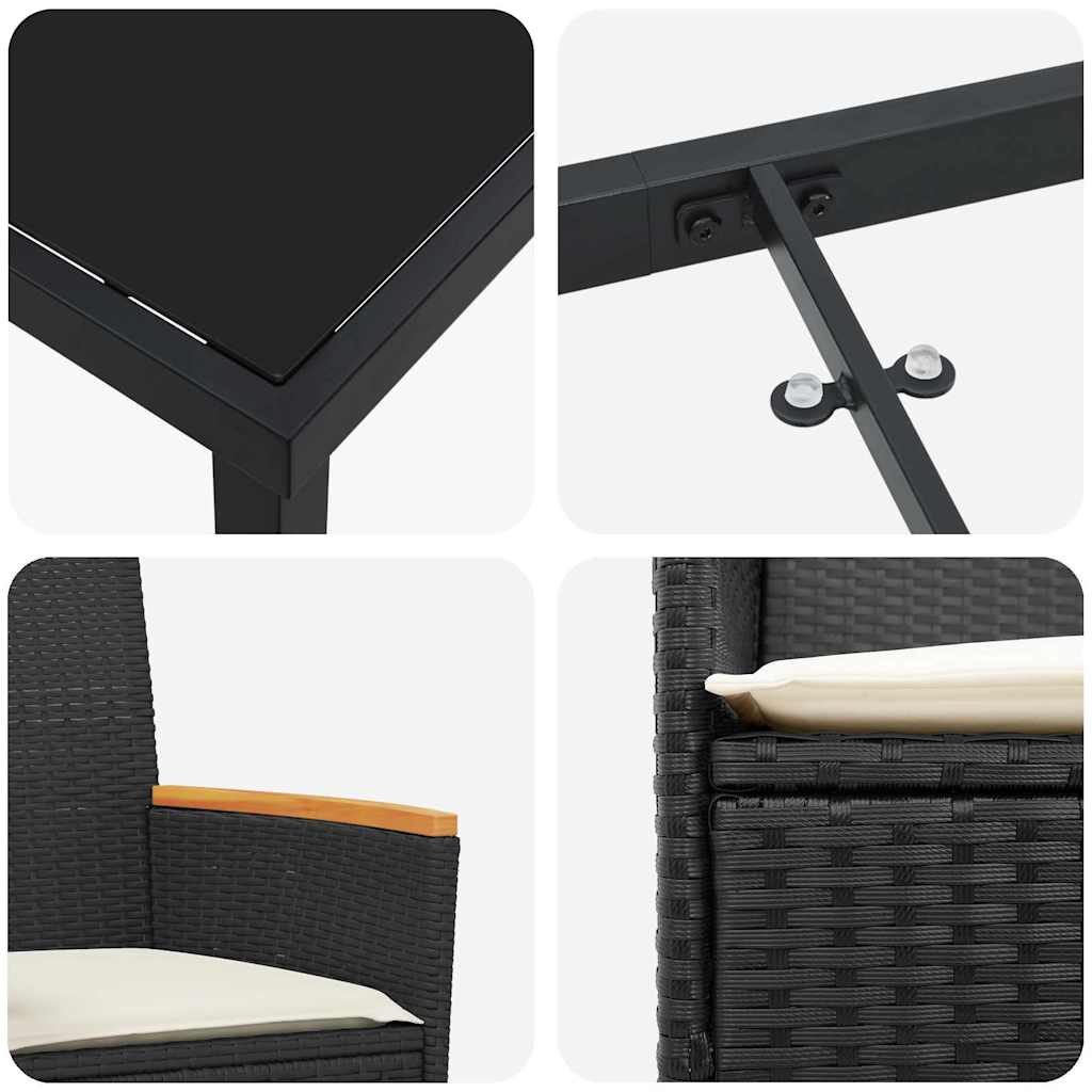 Have Spisebordssæt 5 stk. Sort polyrattan
