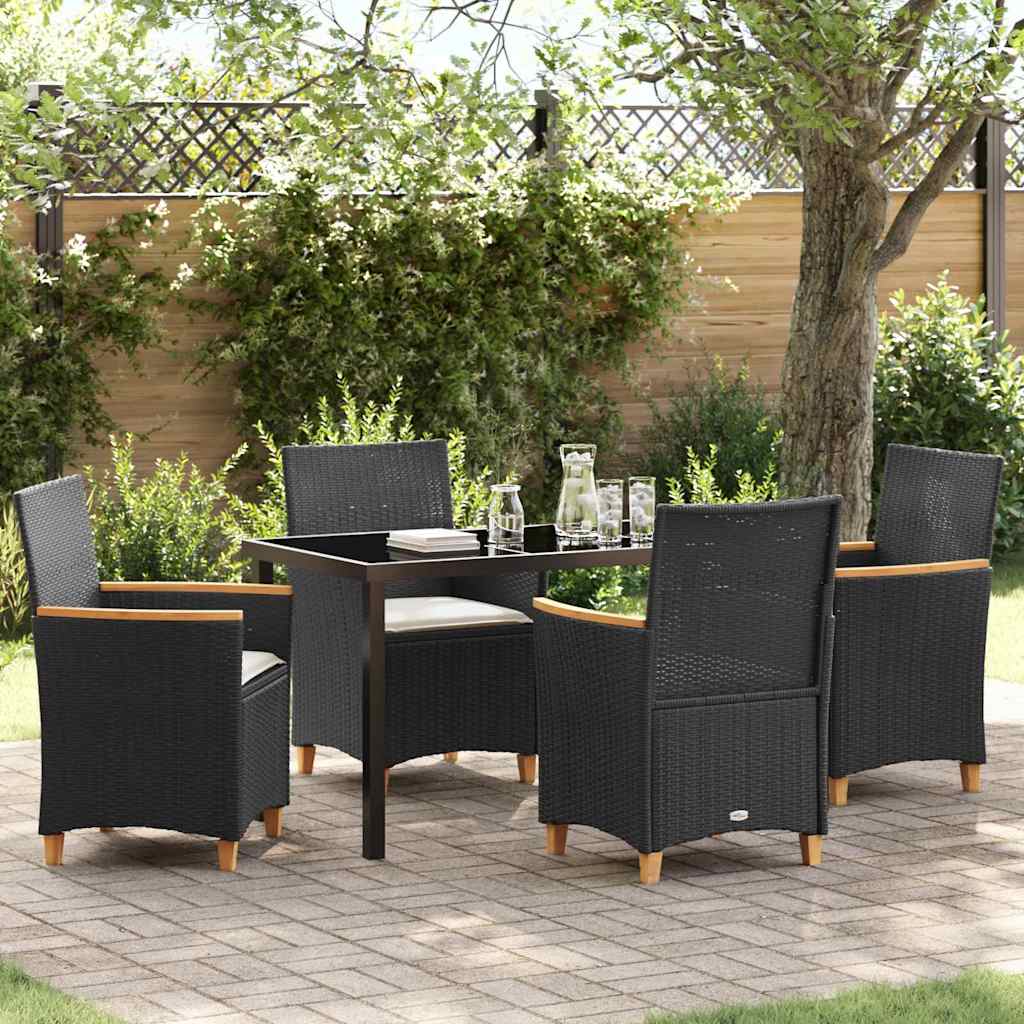Have Spisebordssæt 5 stk. Sort polyrattan