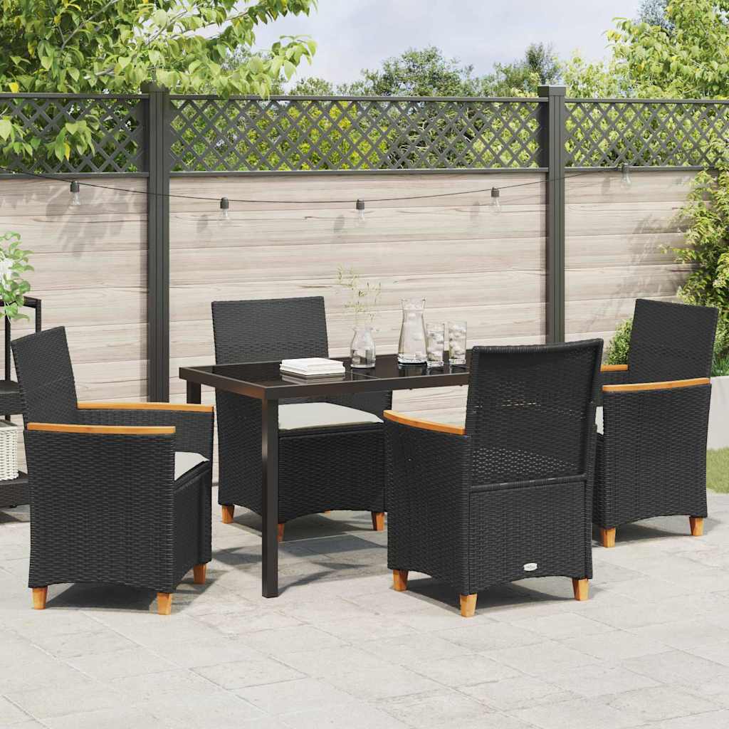 Have Spisebordssæt 5 stk. Sort polyrattan
