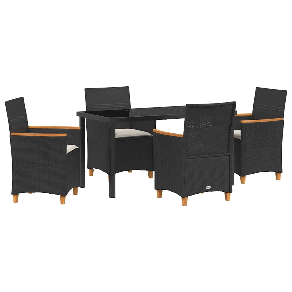 Have Spisebordssæt 5 stk. Sort polyrattan