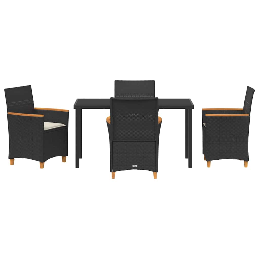 Have Spisebordssæt 5 stk. Sort polyrattan