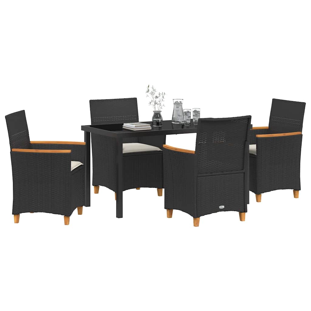 Have Spisebordssæt 5 stk. Sort polyrattan
