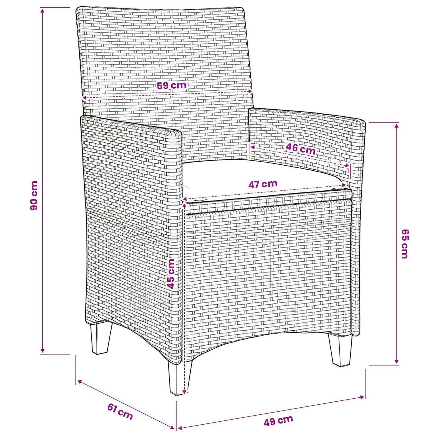Have Spisebordssæt 5 stk. Sort polyrattan