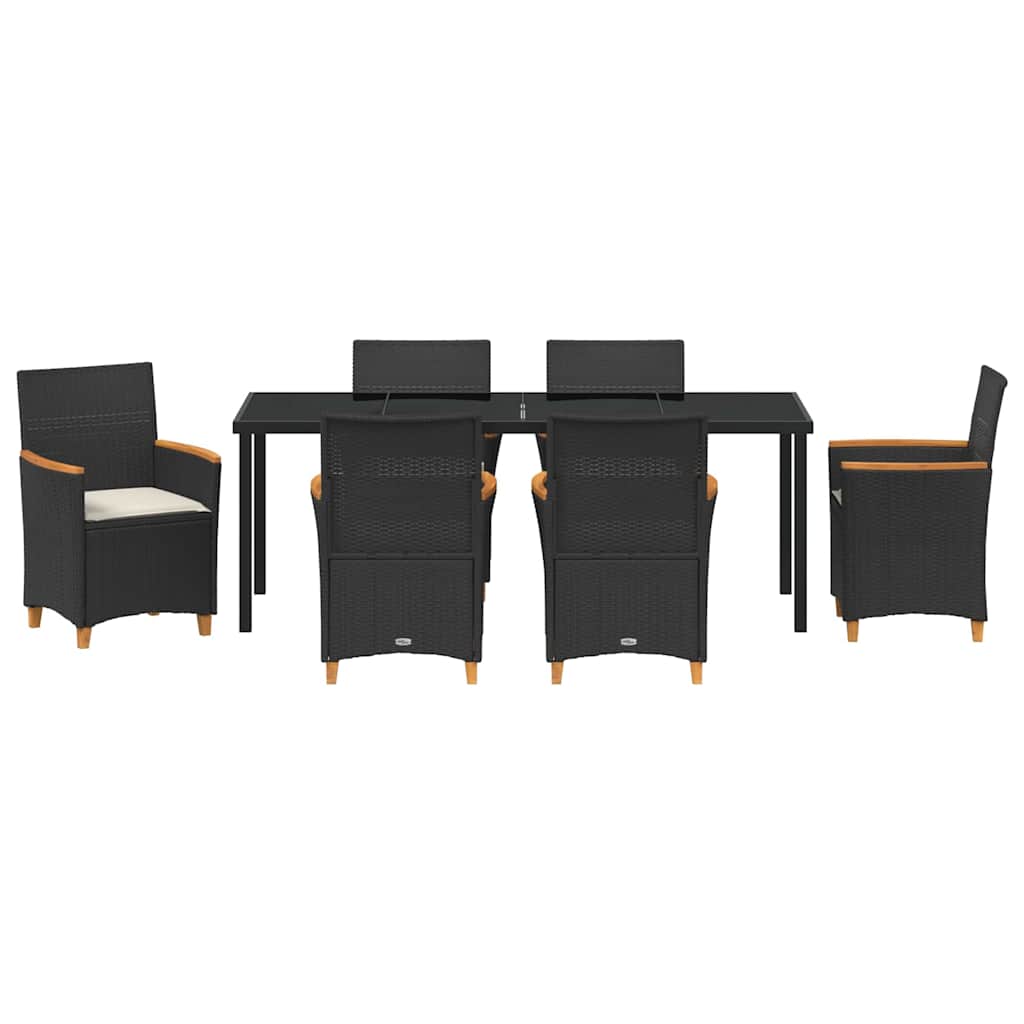 Have Spisebordssæt 7 pcs Sort polyrattan