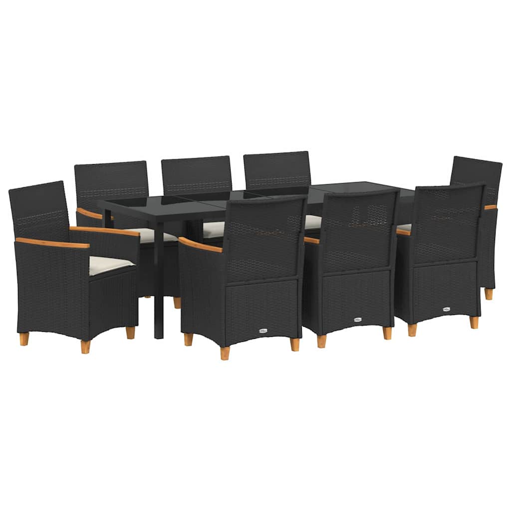 Have Spisebordssæt 9 pcs Sort polyrattan