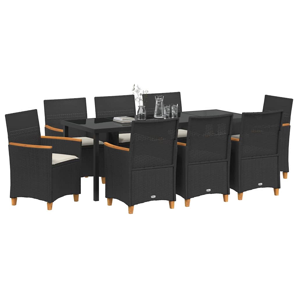 Have Spisebordssæt 9 pcs Sort polyrattan