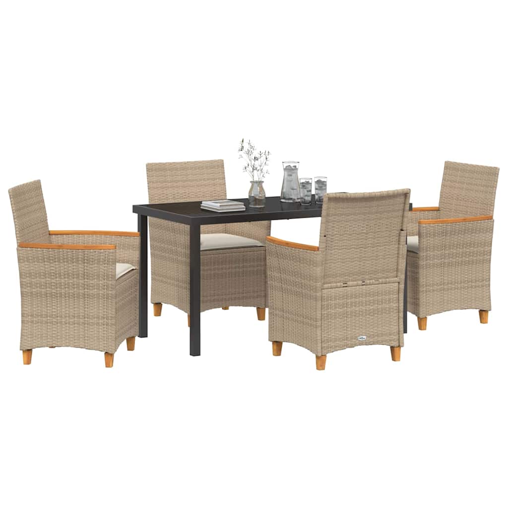 Have Spisebordssæt 5 stk. Beige polyrattan