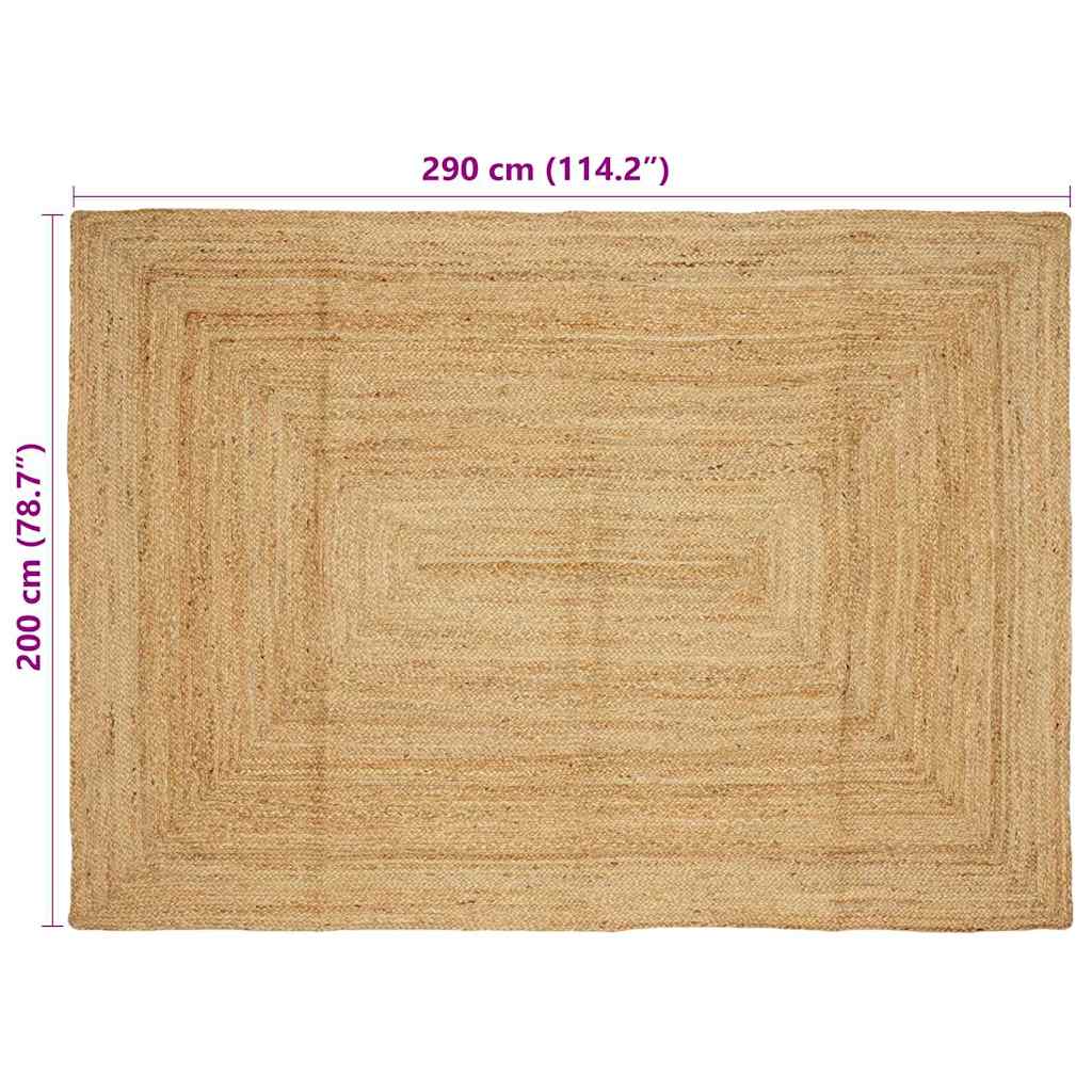 Område tæppe Naturfarvet 200 x 290 cm Jute