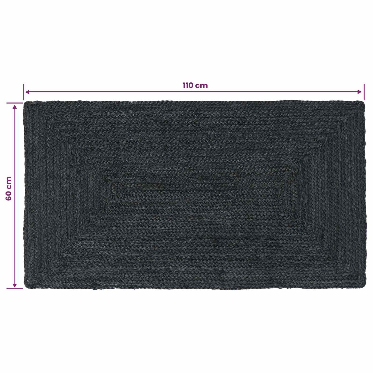 Område tæppe Mørkegrå 60 x 110 cm Jute
