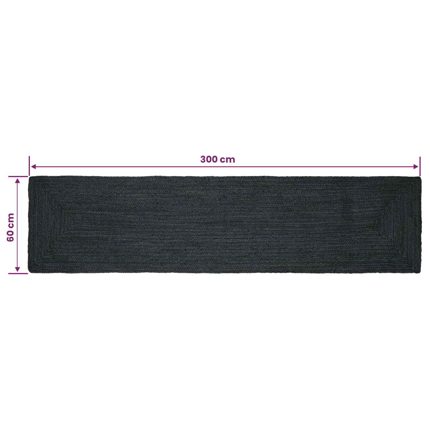 Område tæppe Mørkegrå 60 x 300 cm Jute
