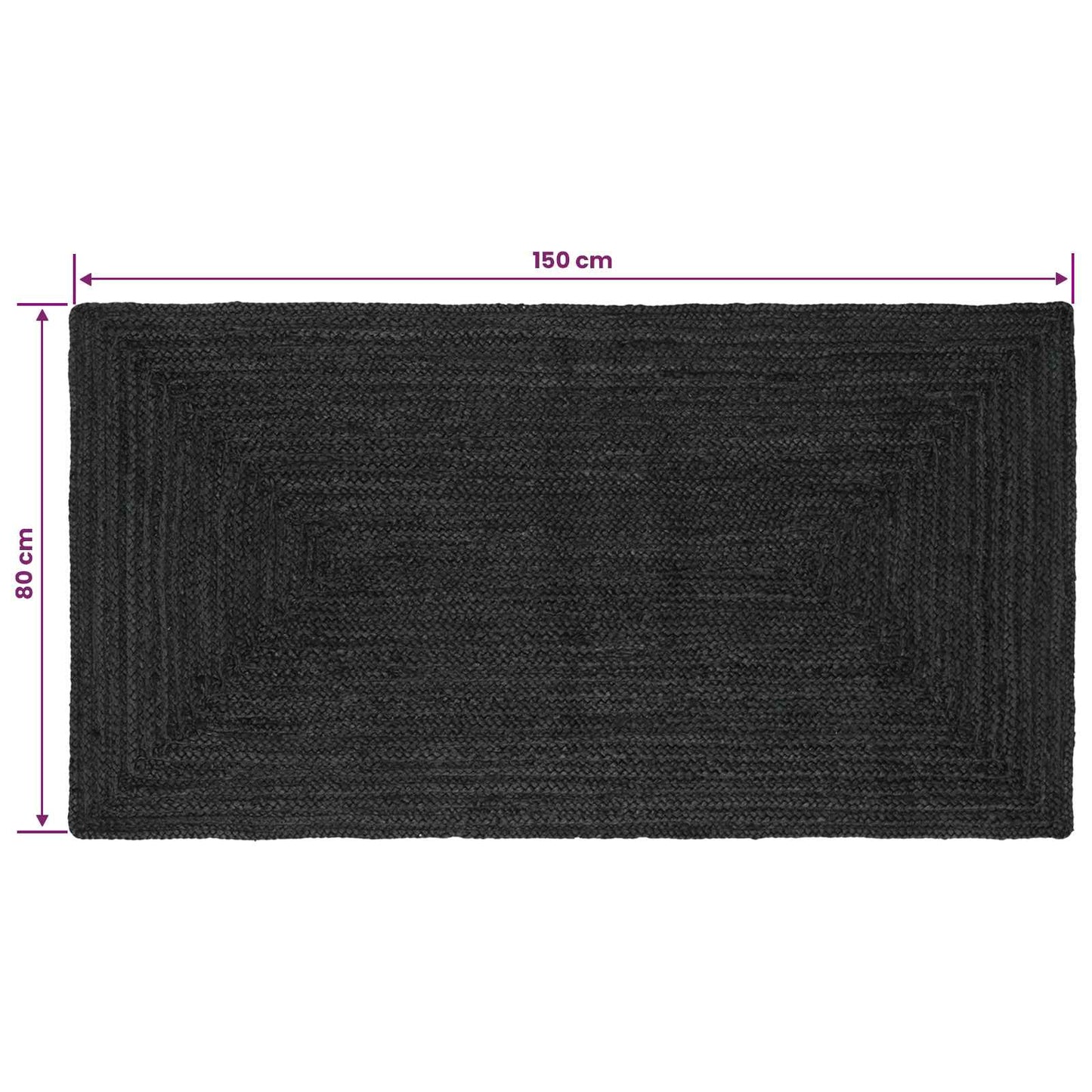 Område tæppe Mørkegrå 80 x 150 cm Jute