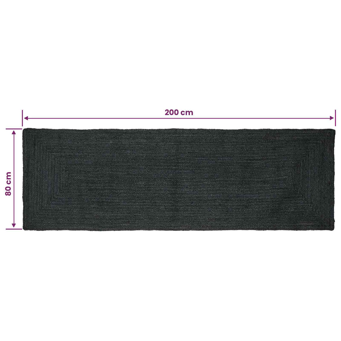 Område tæppe Mørkegrå 80 x 200 cm Jute
