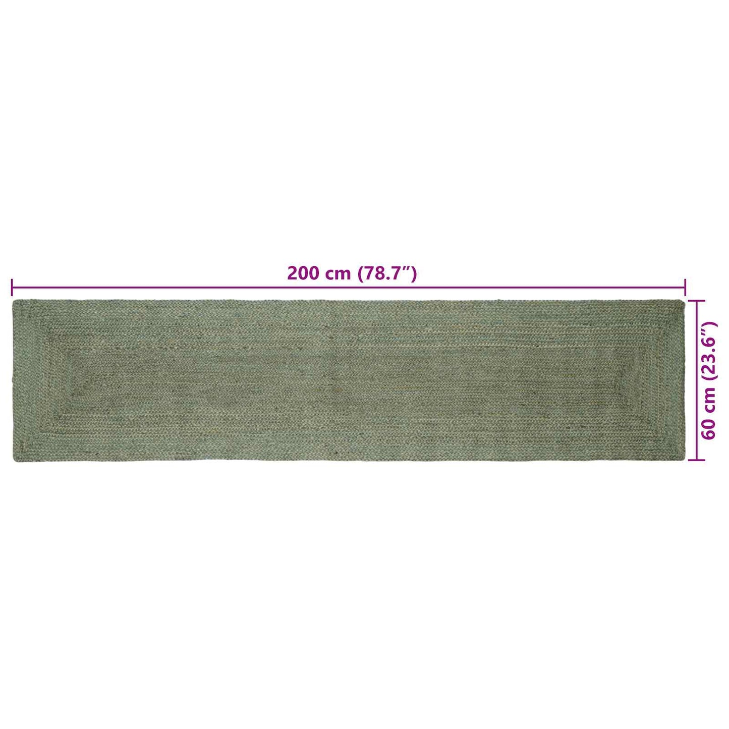Områdetæpper Rektangulær Olivengrøn 60 x 200 cm Jute