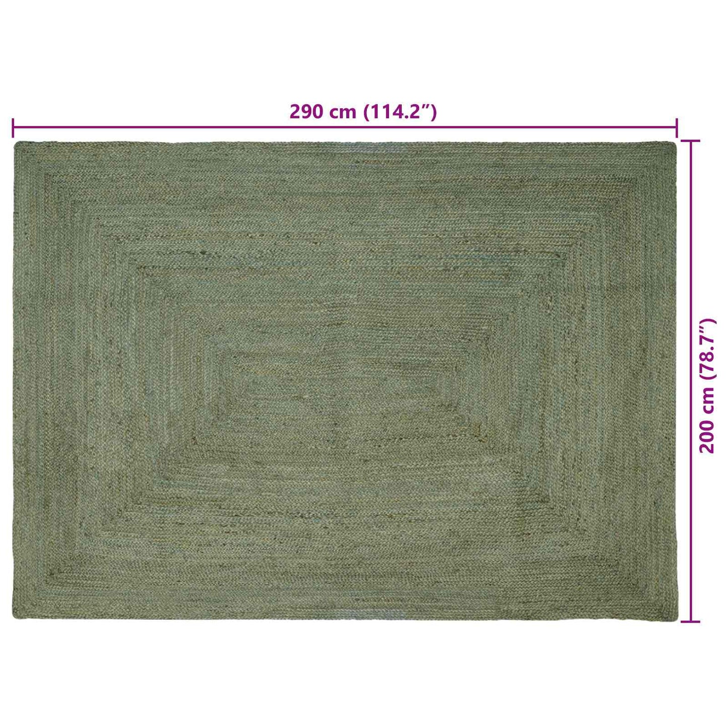 Områdetæpper Rektangulær Olivengrøn 200 x 290 cm Jute