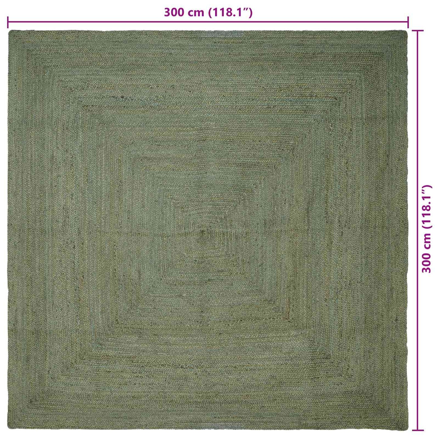 Områdetæpper Firkantet Olivengrøn 300 x 300 cm Jute