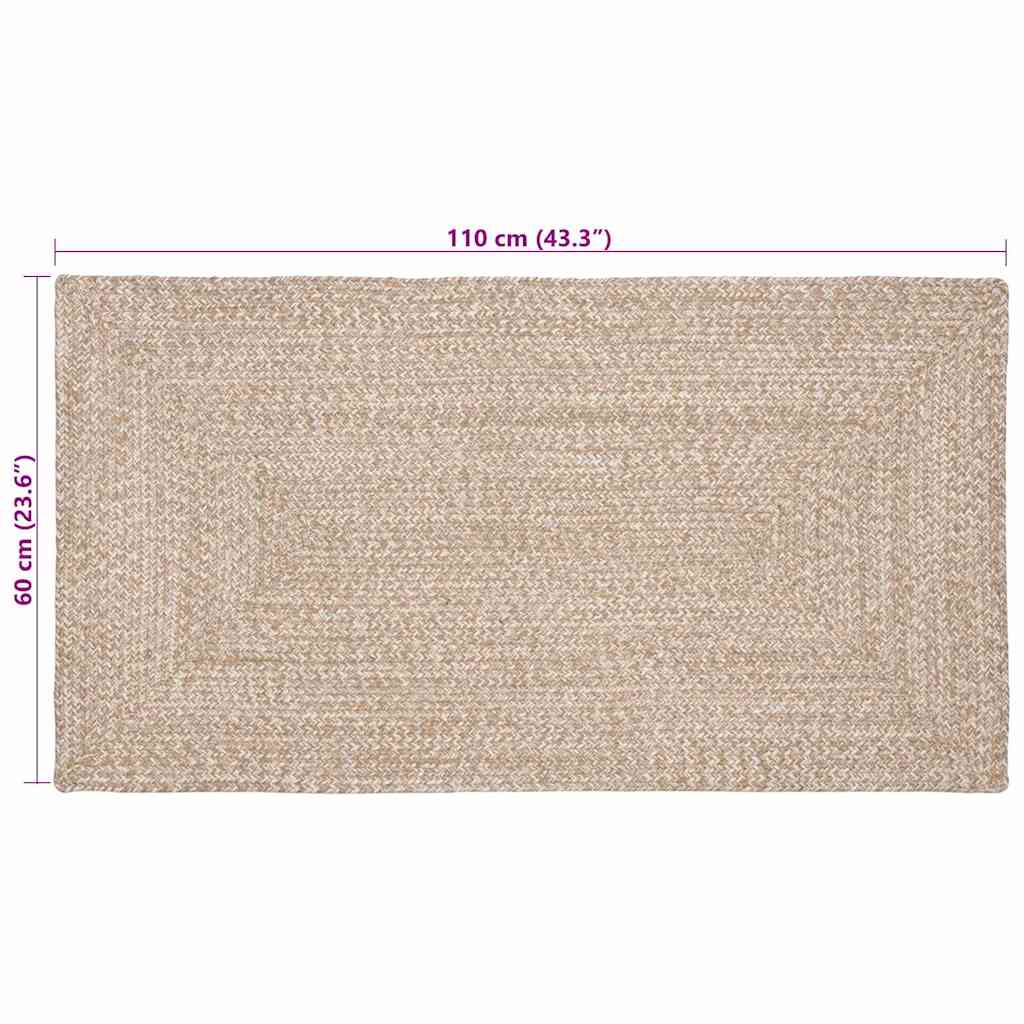 Område tæppe Natur og hvid 60 x 110 cm Jute