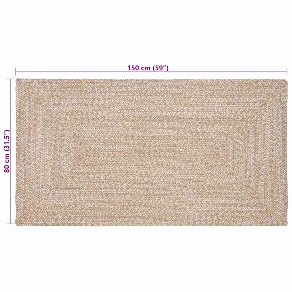Område tæppe Natur og hvid 80 x 150 cm Jute