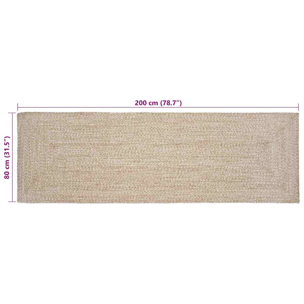 Område tæppe Natur og hvid 80 x 200 cm Jute