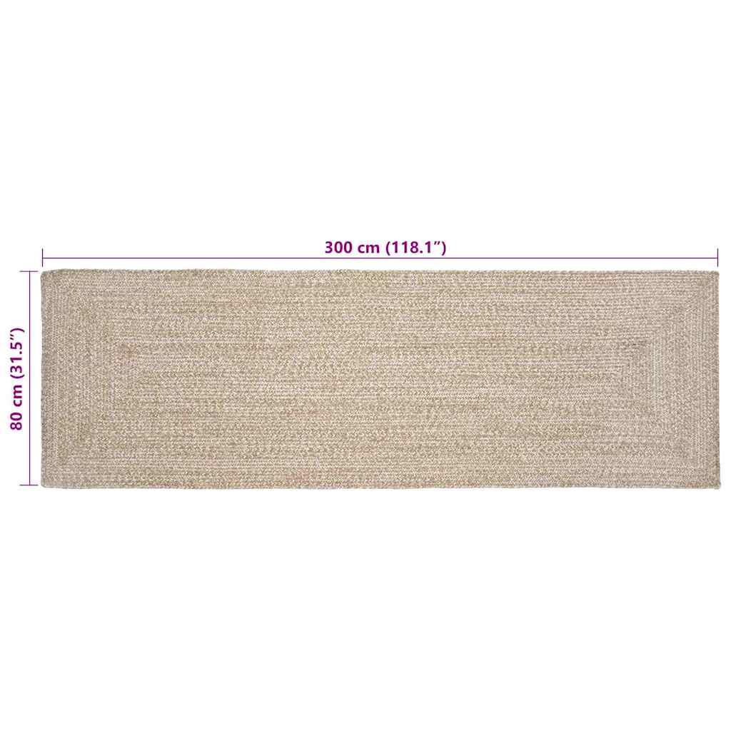 Områdetæpper Natur og hvid 80 x 300 cm Jute