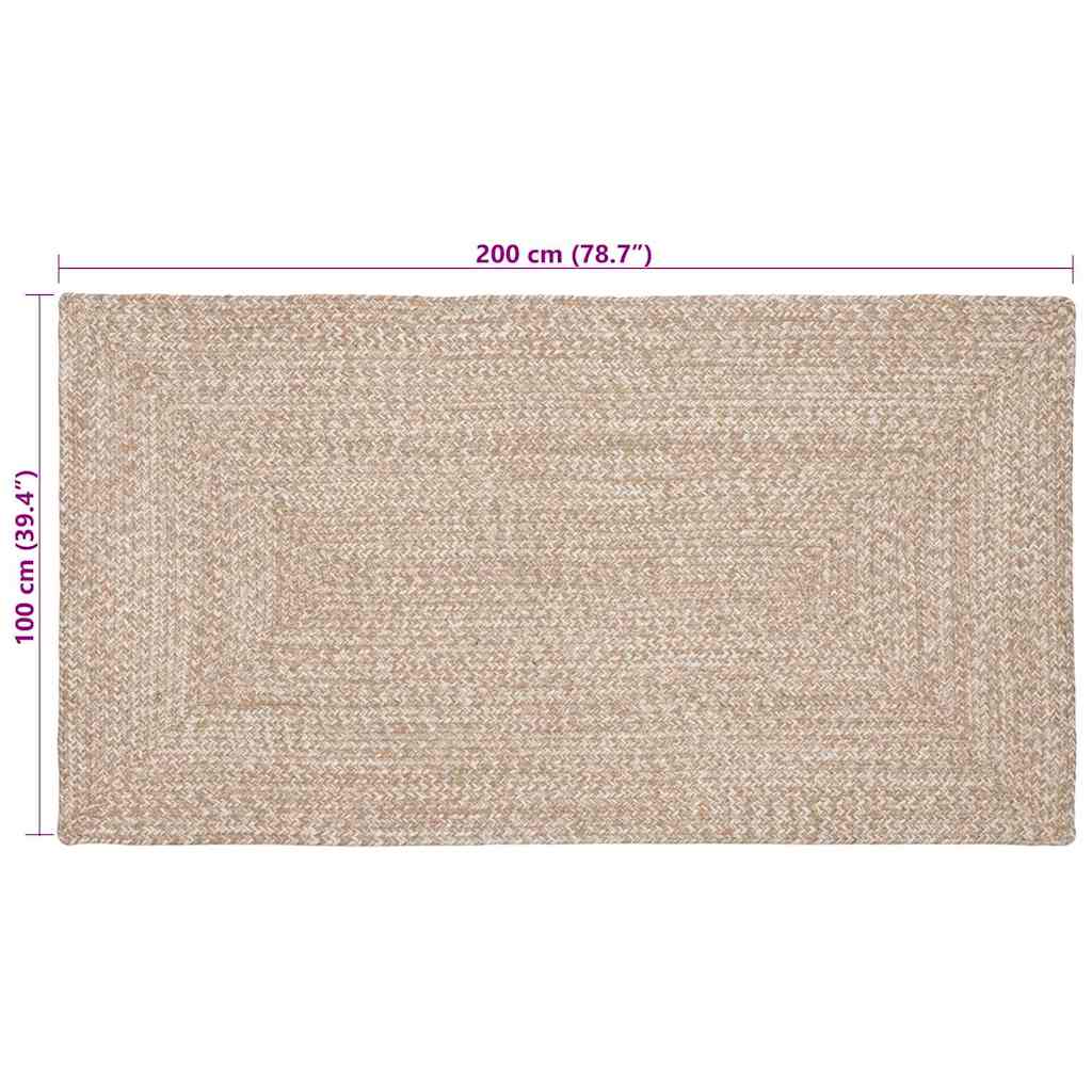 Område tæppe Natur og hvid 100 x 200 cm Jute