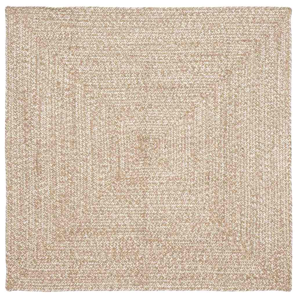 Område tæppe Natur og hvid 120 x 120 cm Jute