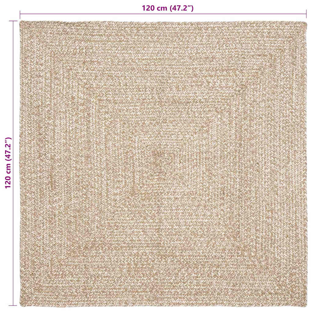 Område tæppe Natur og hvid 120 x 120 cm Jute