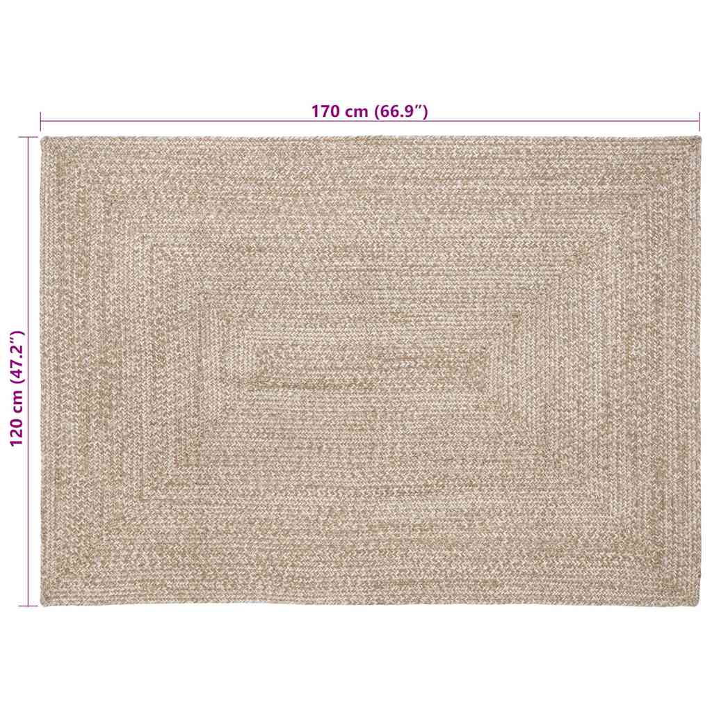 Område tæppe Natur og hvid 120 x 170 cm Jute