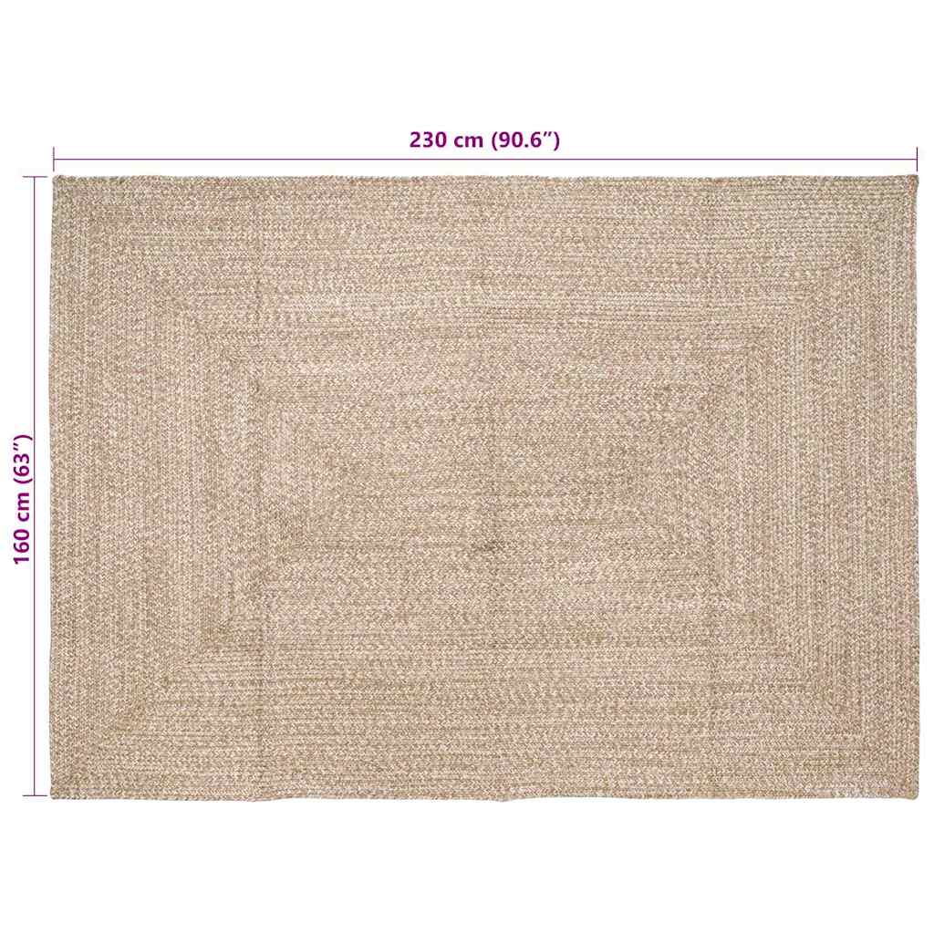 Område tæppe Natur og hvid 160 x 230 cm Jute
