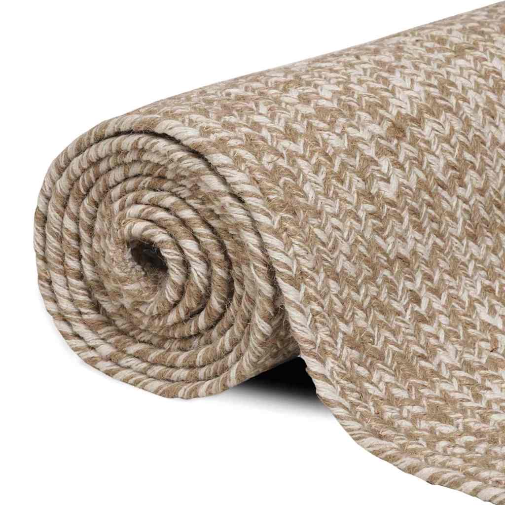 Område tæppe Natur og hvid 240 x 240 cm Jute