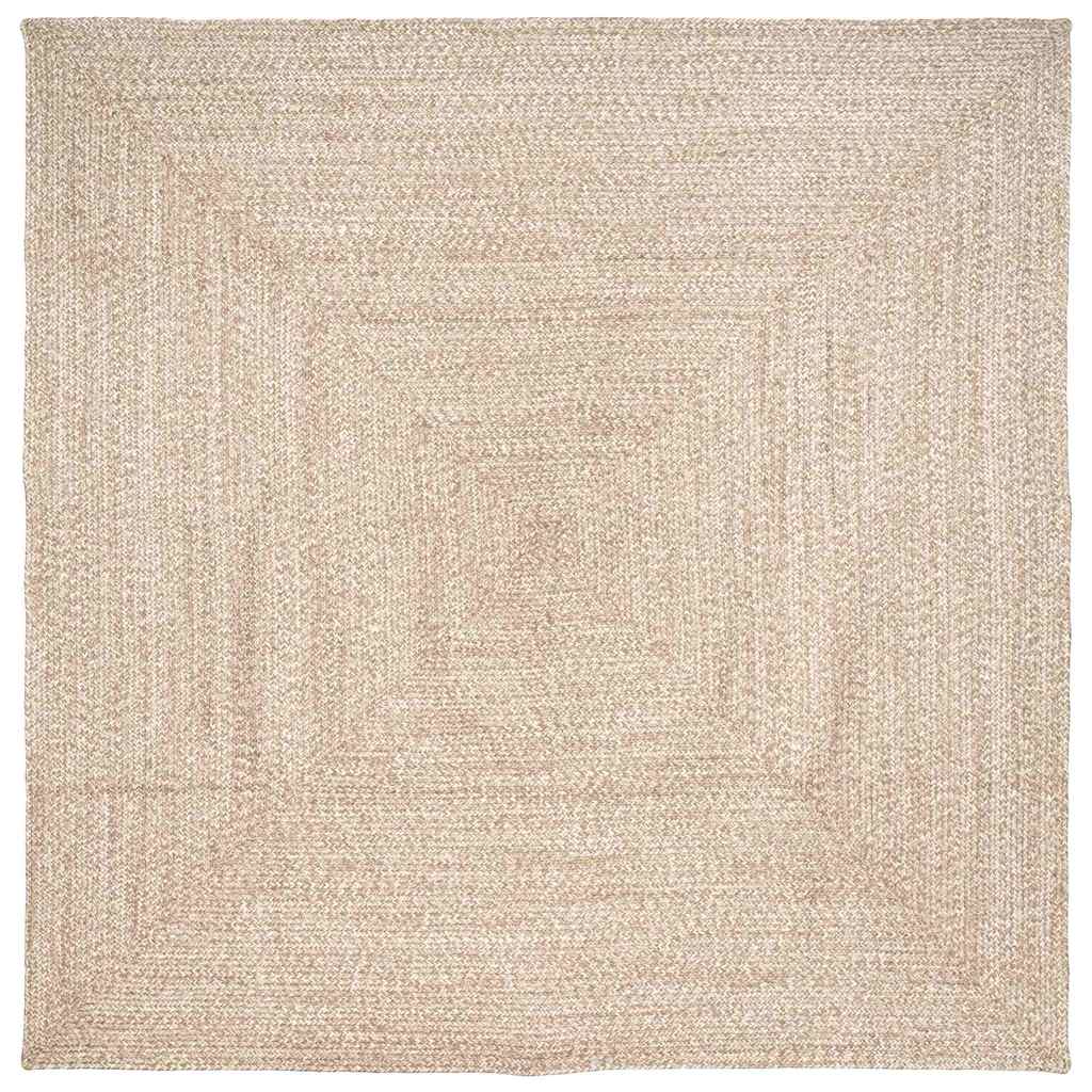 Område tæppe Natur og hvid 240 x 240 cm Jute