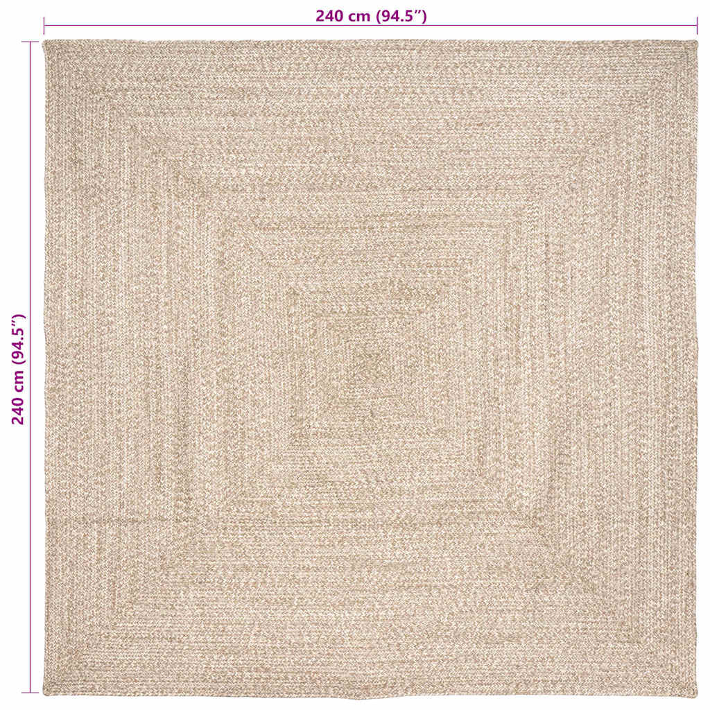 Område tæppe Natur og hvid 240 x 240 cm Jute