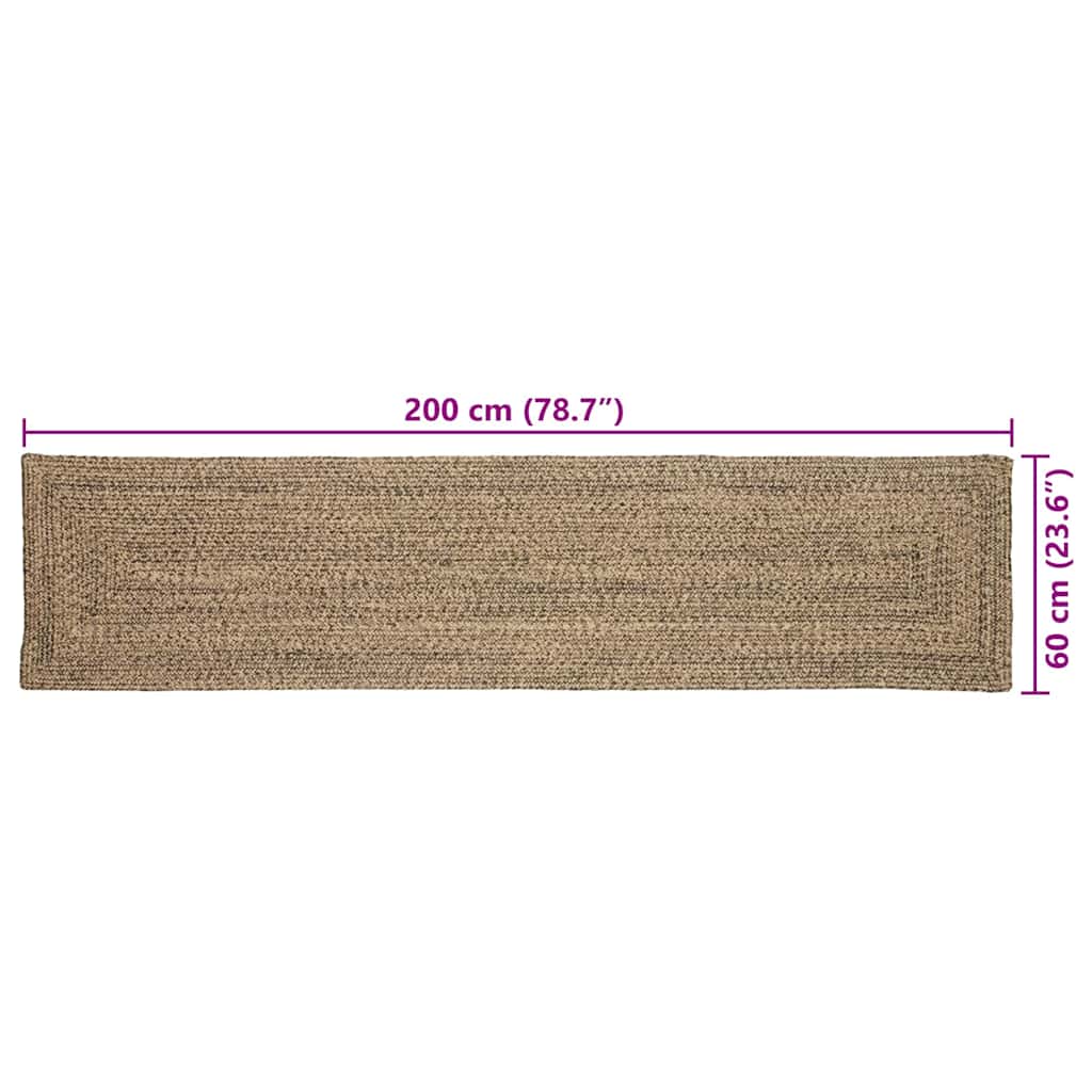 Områdetæpper Naturfarvet og sort 60 x 200 cm Jute