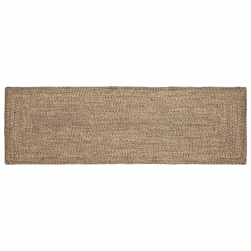 Område tæppe Naturfarvet og sort 80 x 200 cm Jute