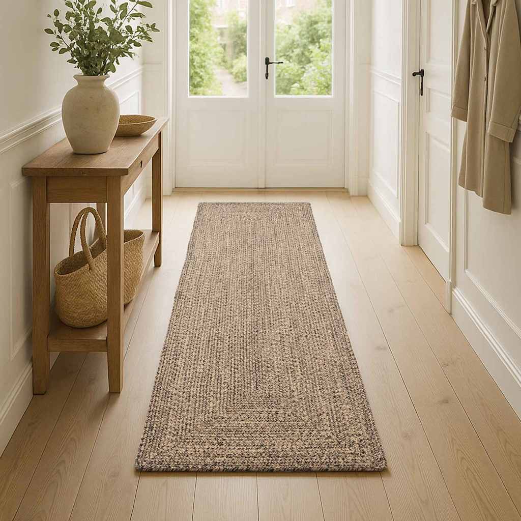 Område tæppe Naturfarvet og sort 80 x 200 cm Jute