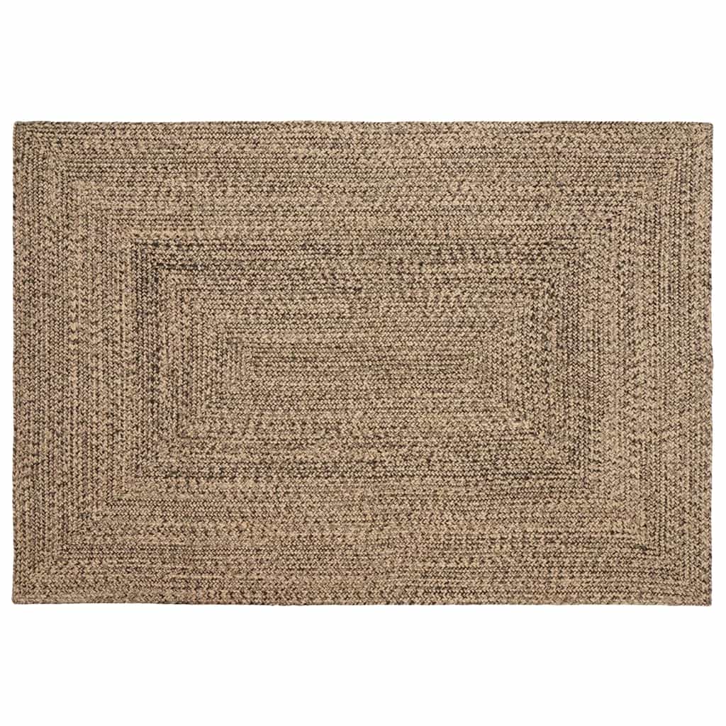 Område tæppe Naturfarvet og sort 120 x 170 cm Jute