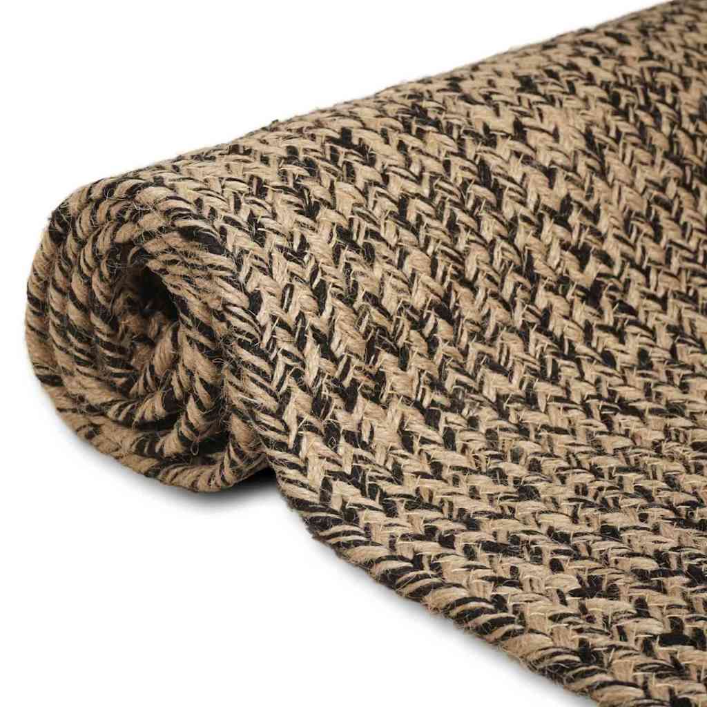 Område tæppe Naturfarvet og sort 160 x 230 cm Jute
