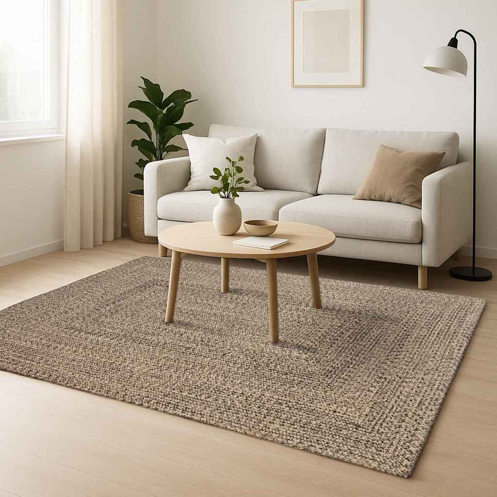 Område tæppe Naturfarvet og sort 160 x 230 cm Jute
